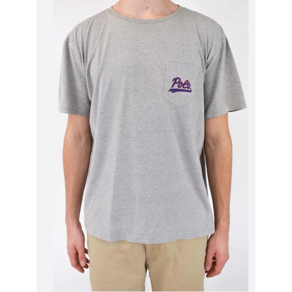 Ralph Lauren printed t-shirt Pocket Gray Size Medium New With Tags